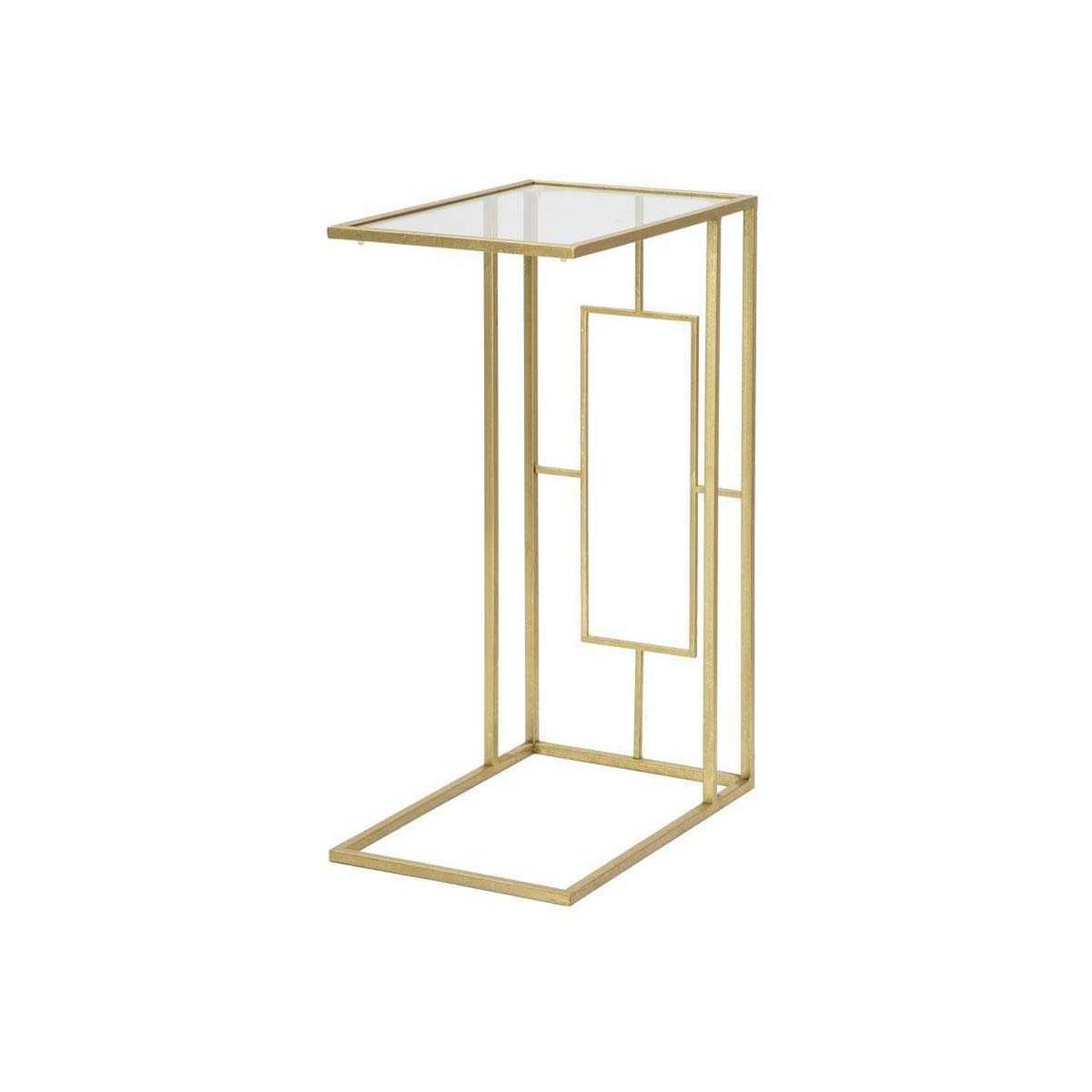 Selette en métal doré Cube et verre 40.5 x 25.5 x 60 cm main product photo
