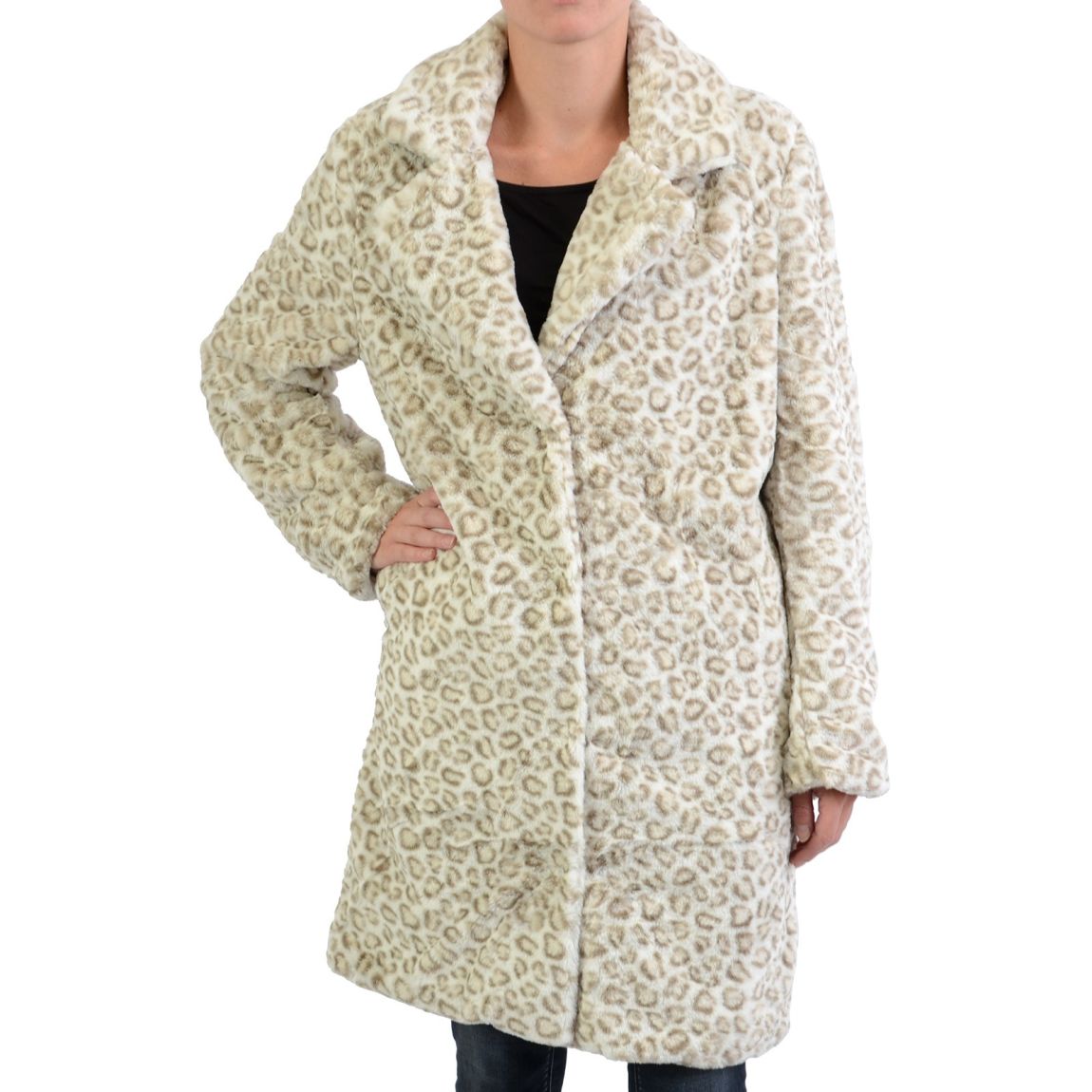 NA KD Manteau Leopard Faux Fur Black White Leo BrandAlley