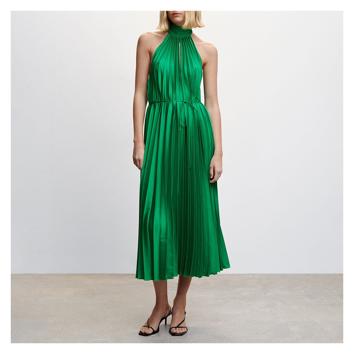 Robe verte plissee on sale