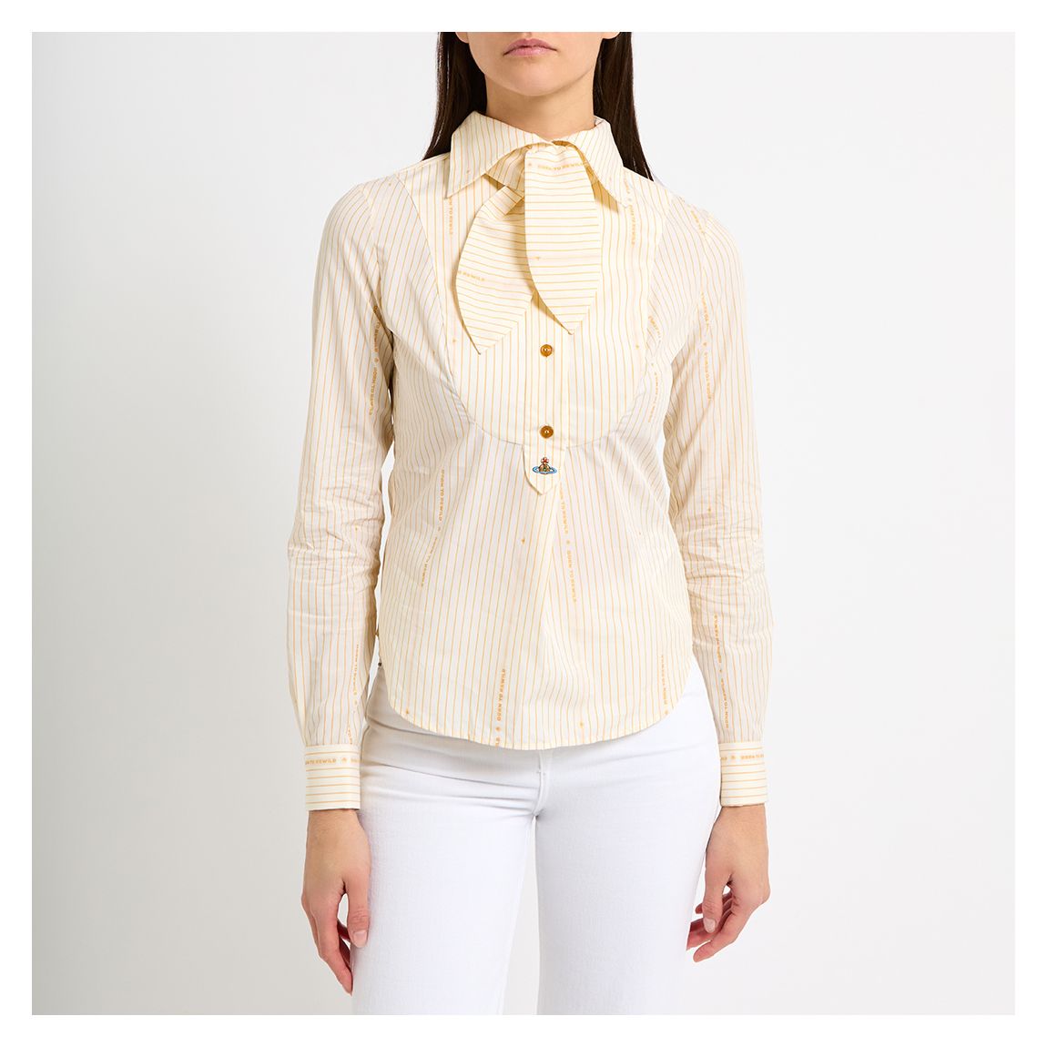 Chemise En Coton À Nœud Papillon Crème main product photo
