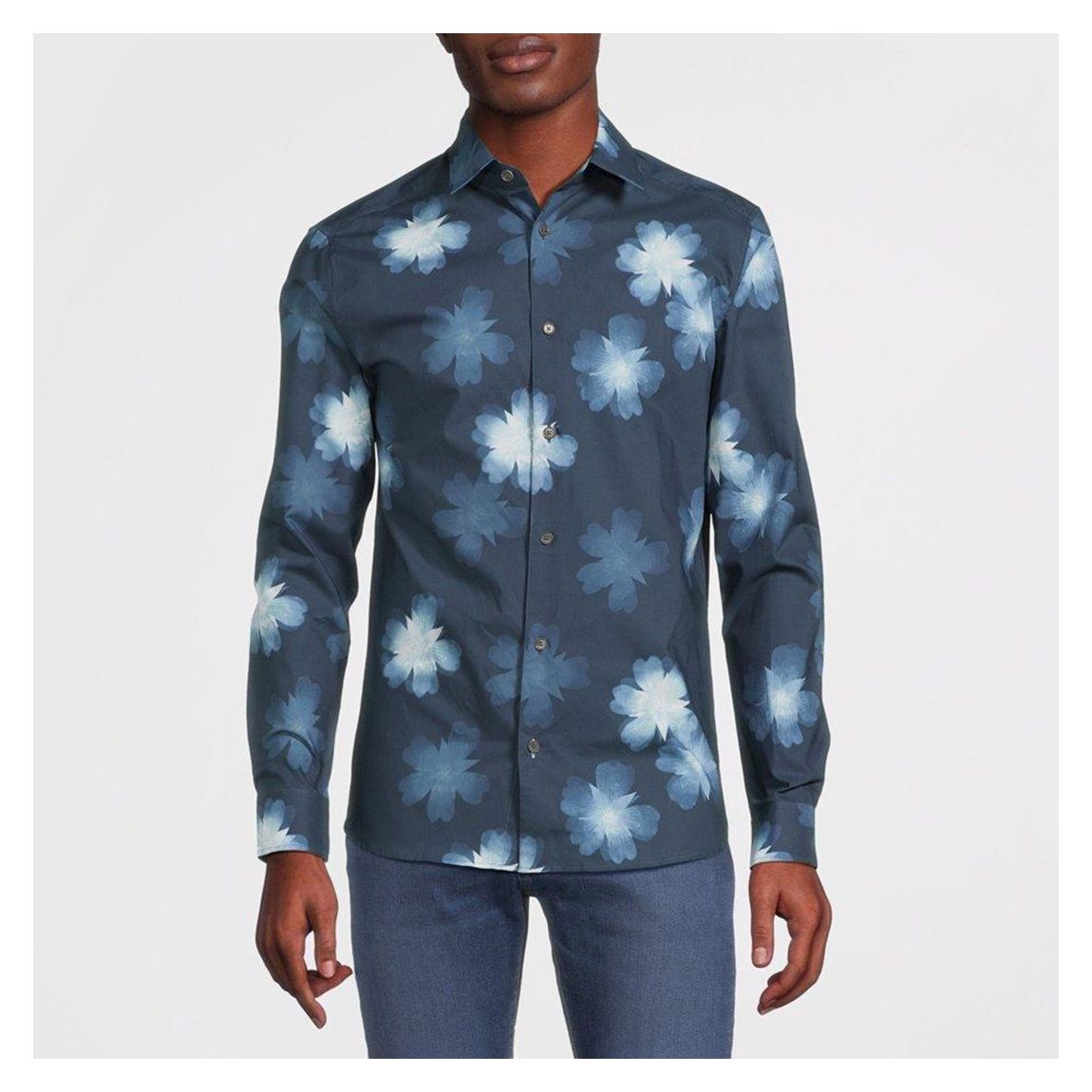 Chemise en coton à fleurs Cabra, bleu main product photo