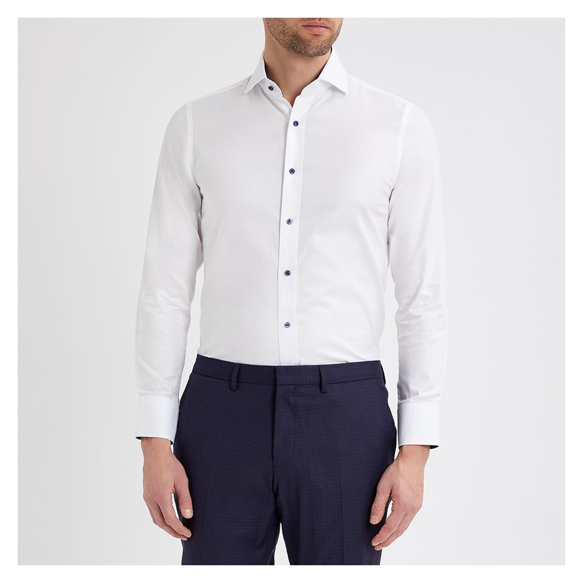 Chemise Oxford Blanche À Bordures Contrastées main product photo