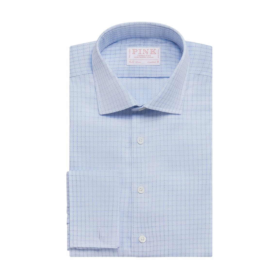 Chemise En Coton De Coupe Classique À Micro Carreaux Bleus main product photo