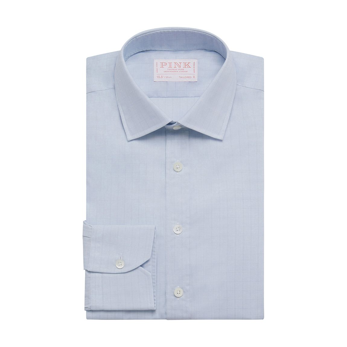 Chemise En Coton De Coupe Ajustée À Micro Carreaux Bleus main product photo