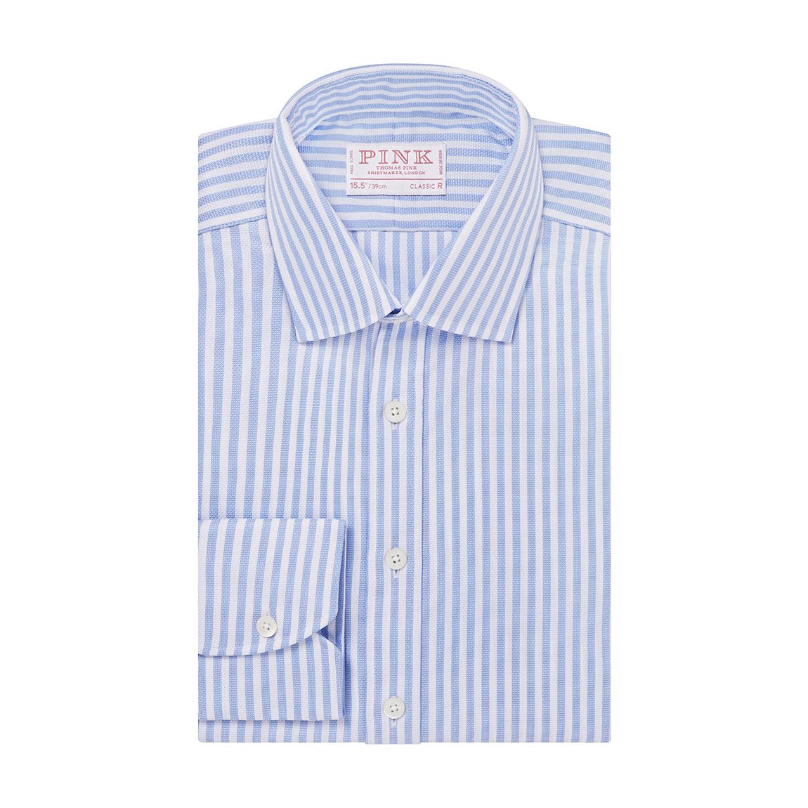 Chemise En Coton Classique À Rayures Bleues main product photo