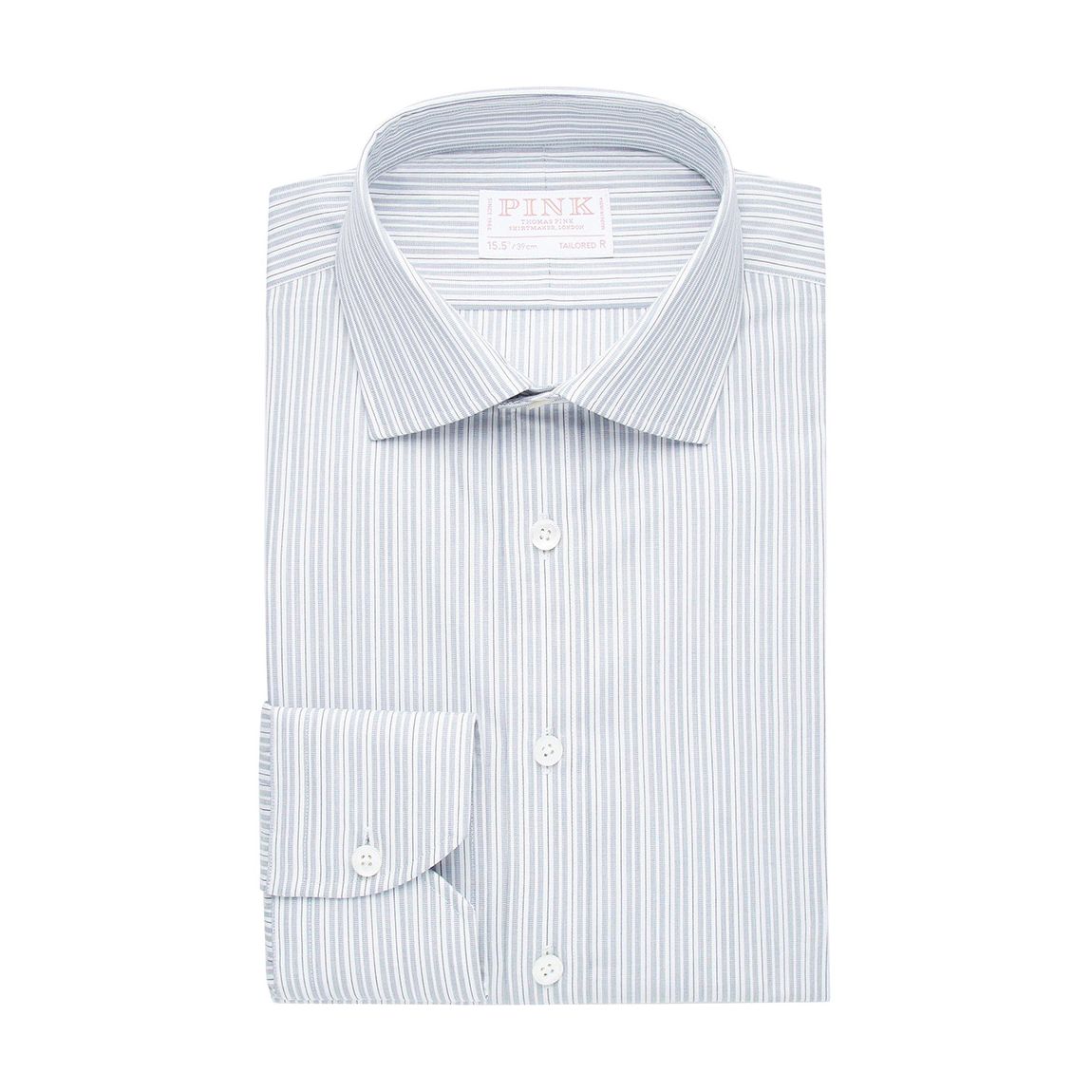 Chemise En Coton De Coupe Ajustée À Rayures Grises main product photo