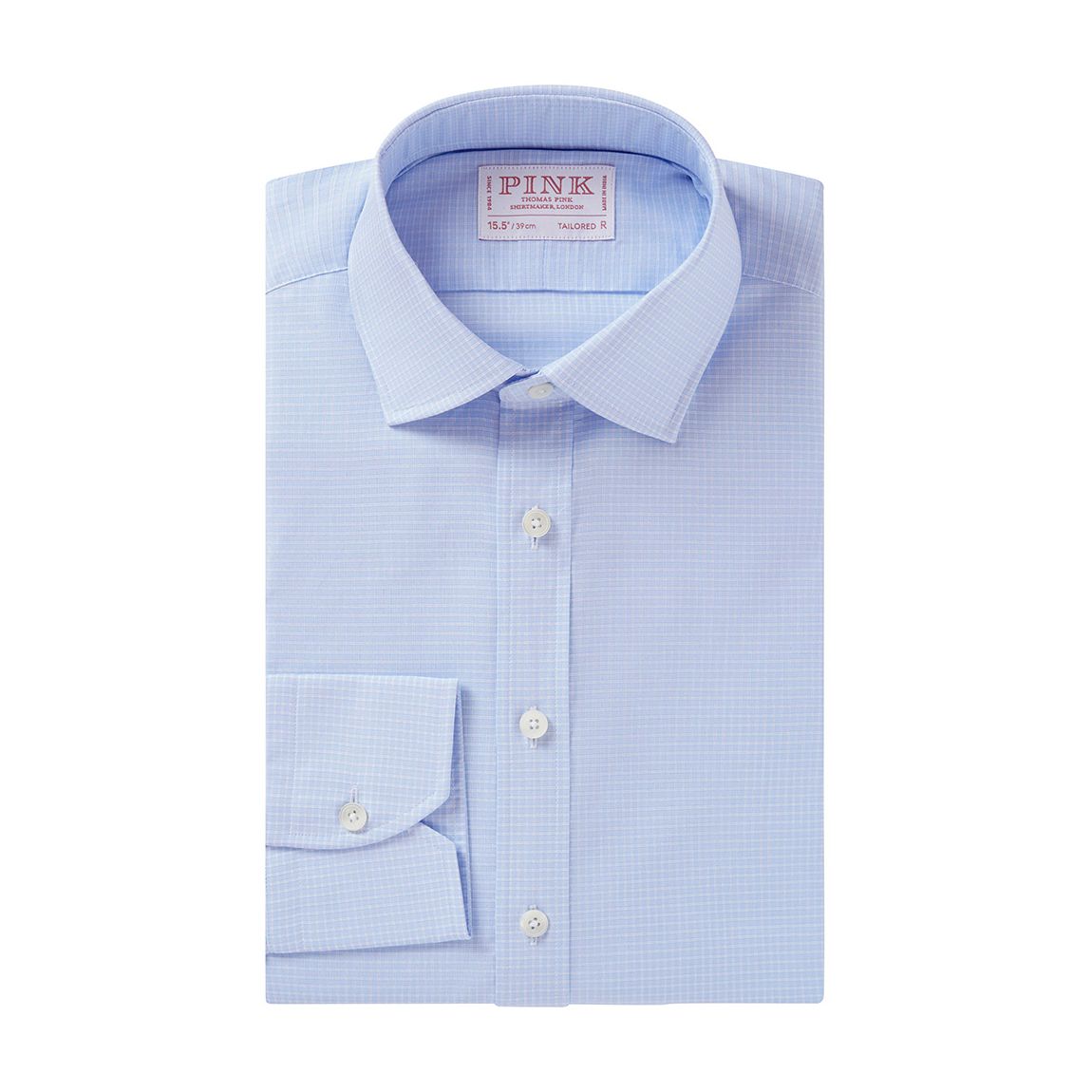 Chemise En Popeline De Coton À Carreaux Bleus, Coupe Ajustée main product photo