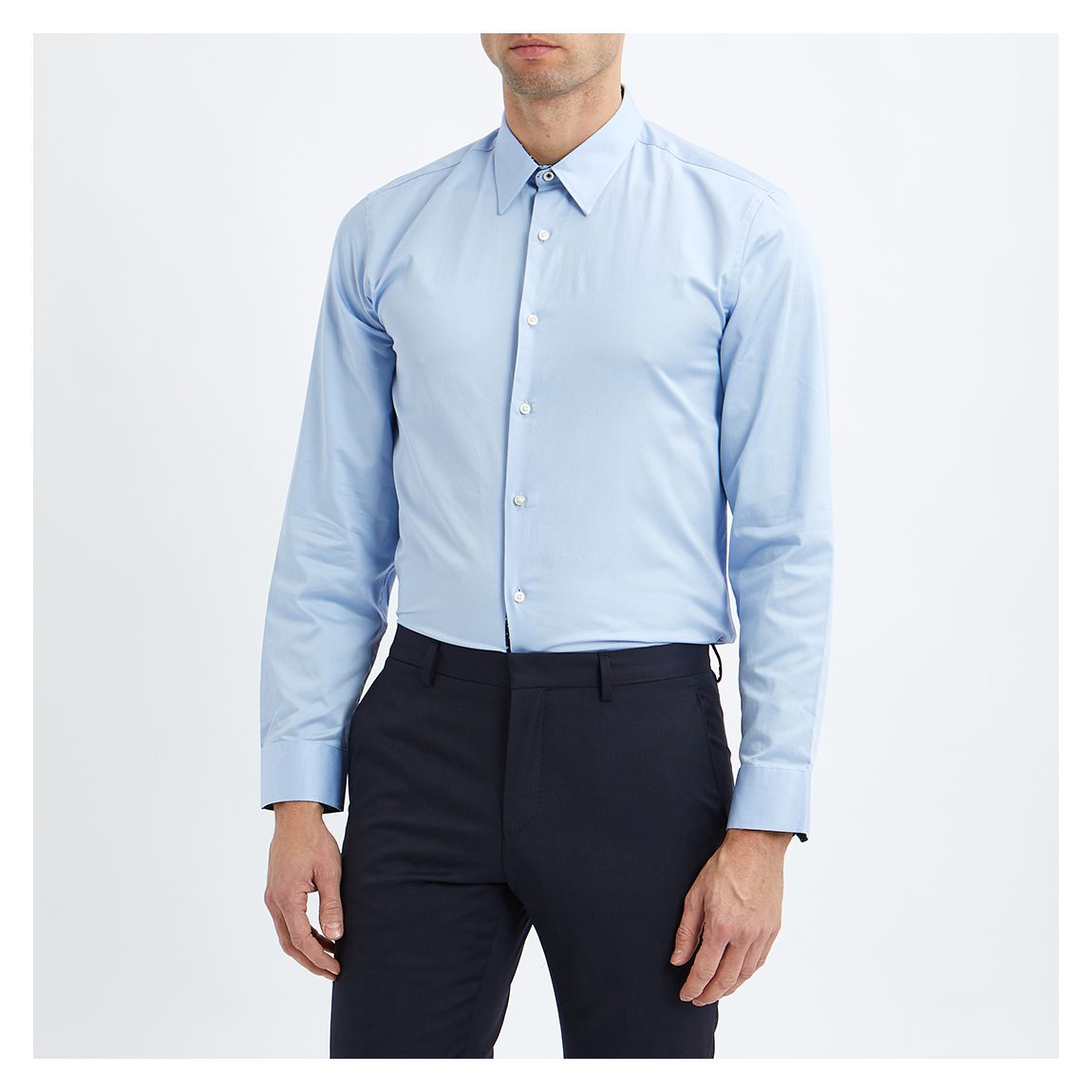 Chemise formelle en satin bleu ciel main product photo