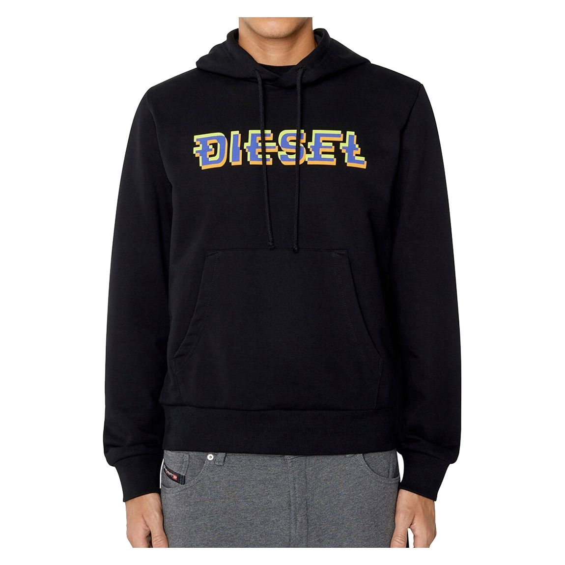 Sweat à capuche en coton avec logo sur la poitrine Ginn noir main product photo