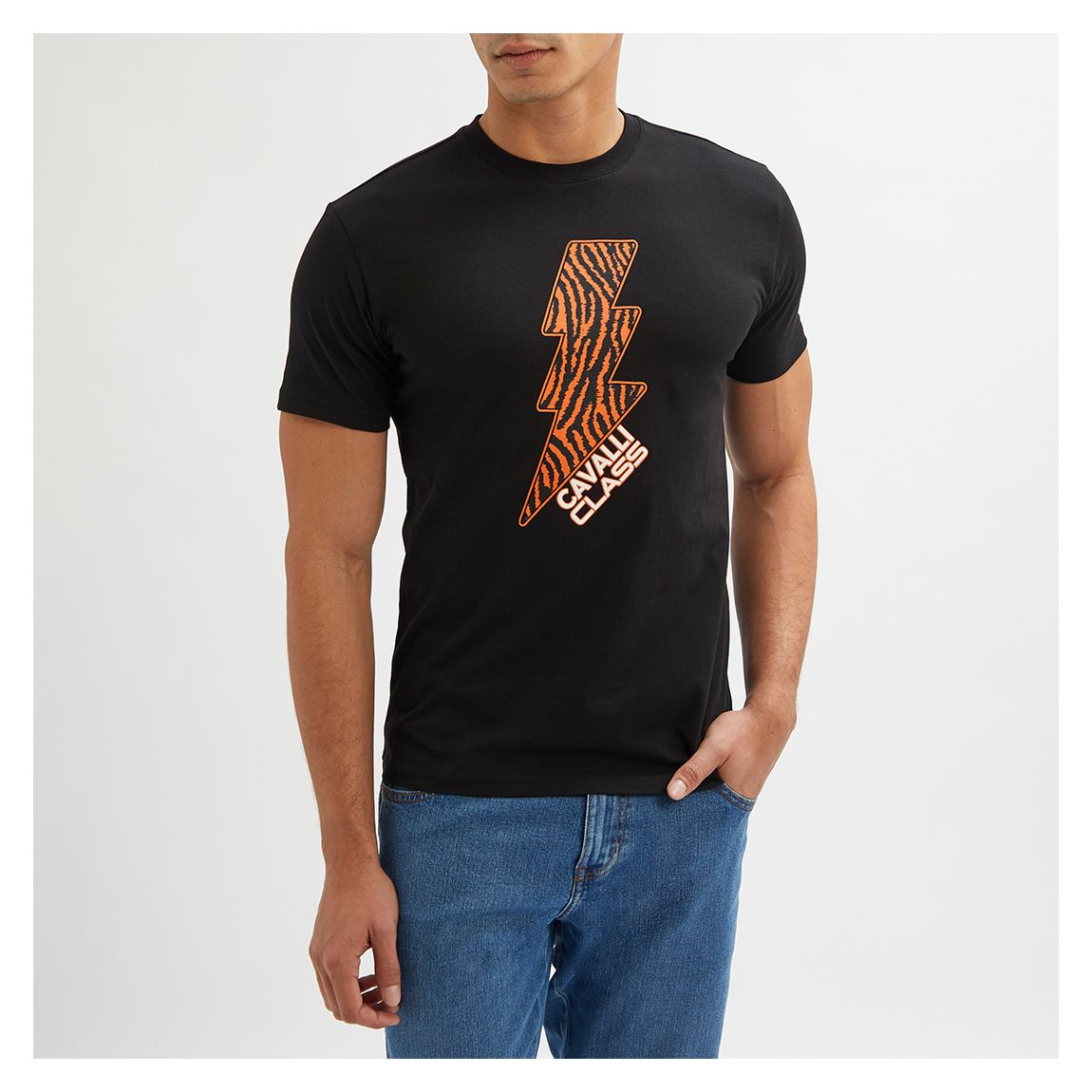 Black Lightning - T-shirt graphique en coton main product photo