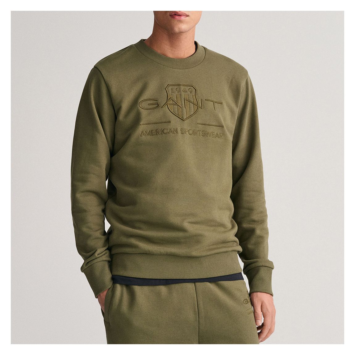 sweatshirt en coton tonal kaki main product photo