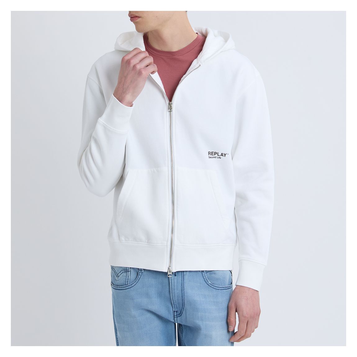 Sweat À Capuche En Coton Bio À Fermeture Éclair Intégrale main product photo