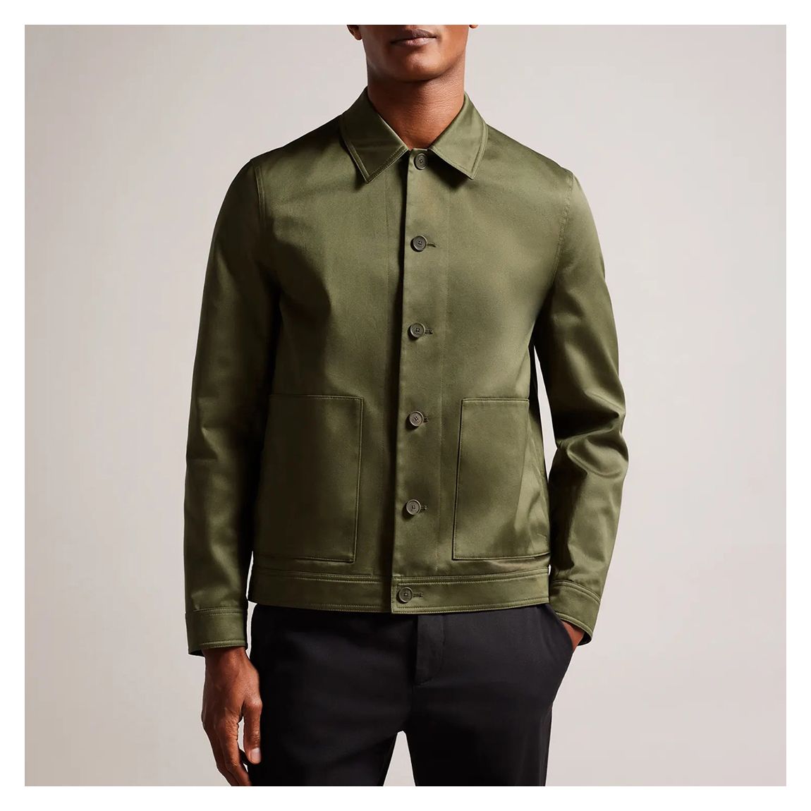 Veste en satin de coton vert main product photo