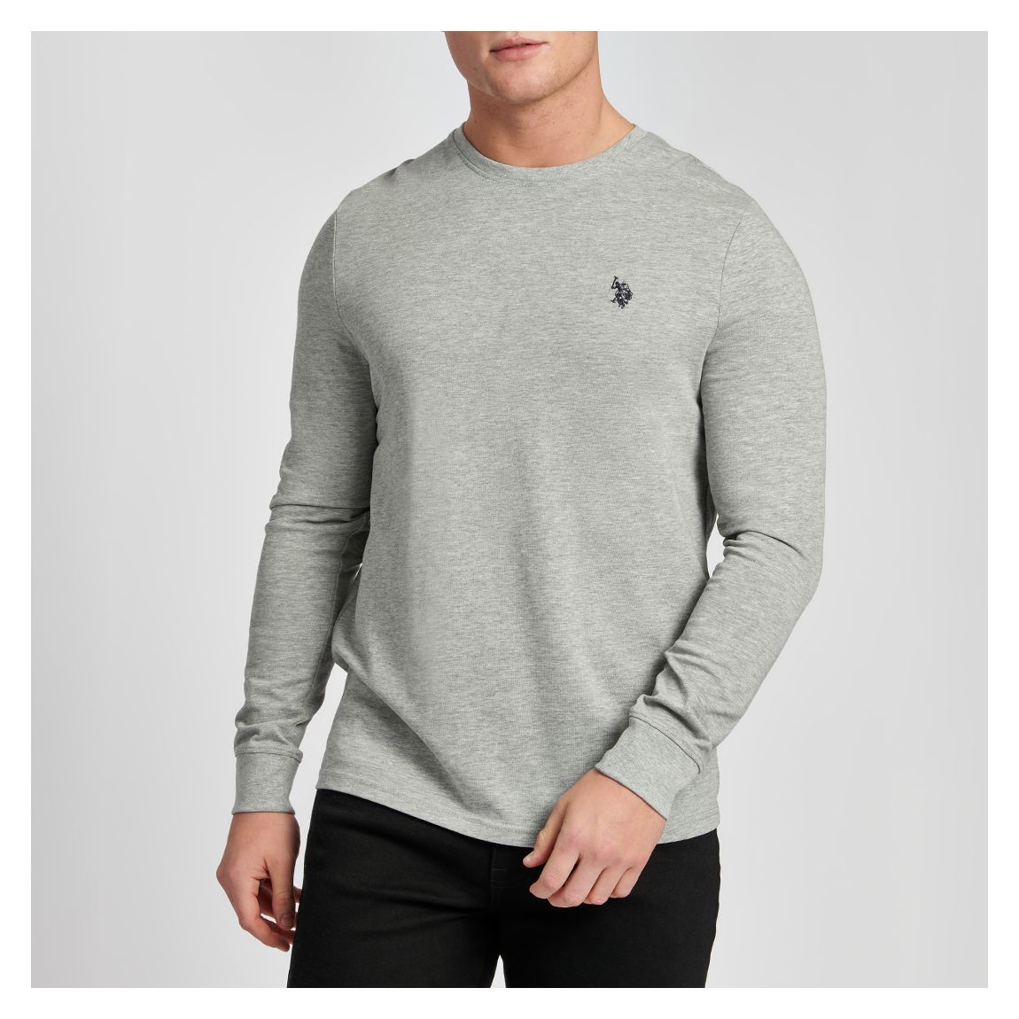 Top en coton gris à manches longues main product photo