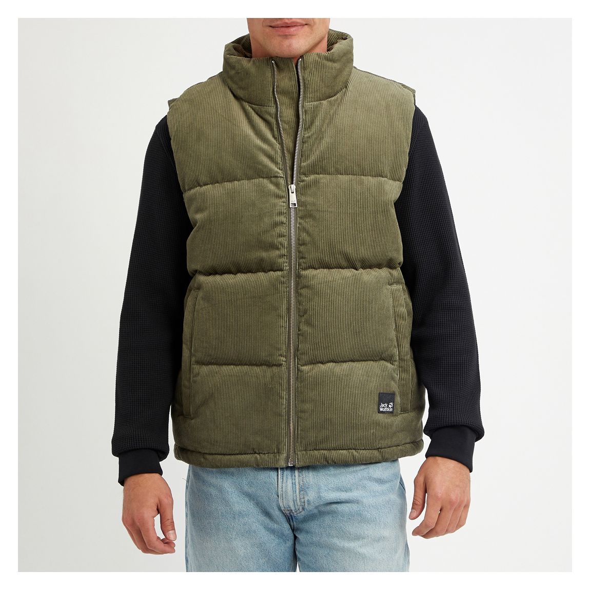 Gilet En Velours Côtelé Olive Nature Weather Resist main product photo