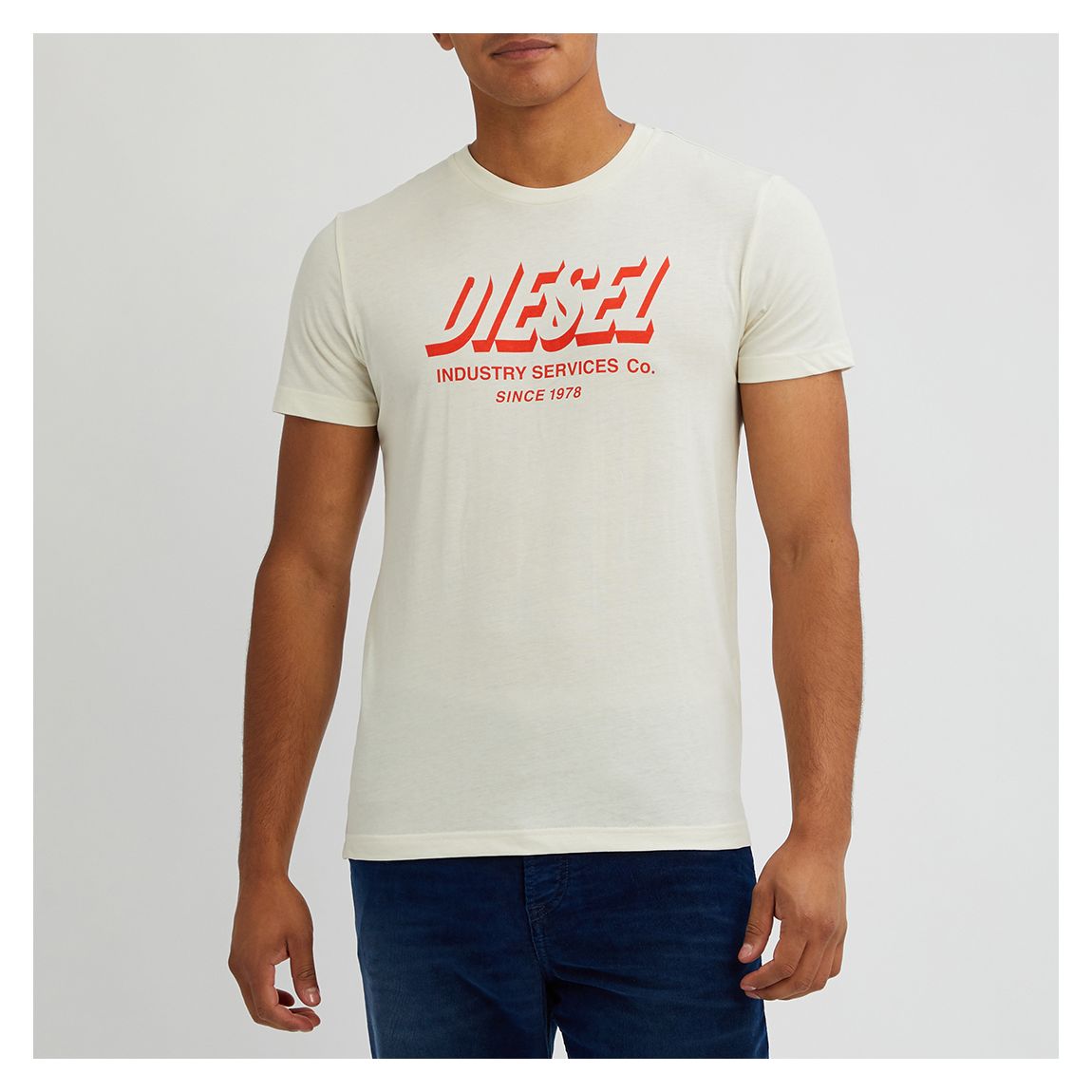 T-shirt en coton avec logo T-Diegos écru/rouge main product photo