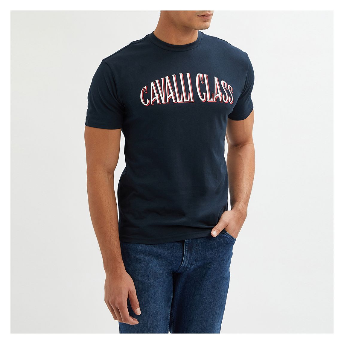 T-shirt en coton avec logo bleu marine main product photo