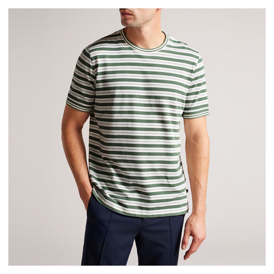Green Vadell - T-shirt rayé en lin mélangé main product photo