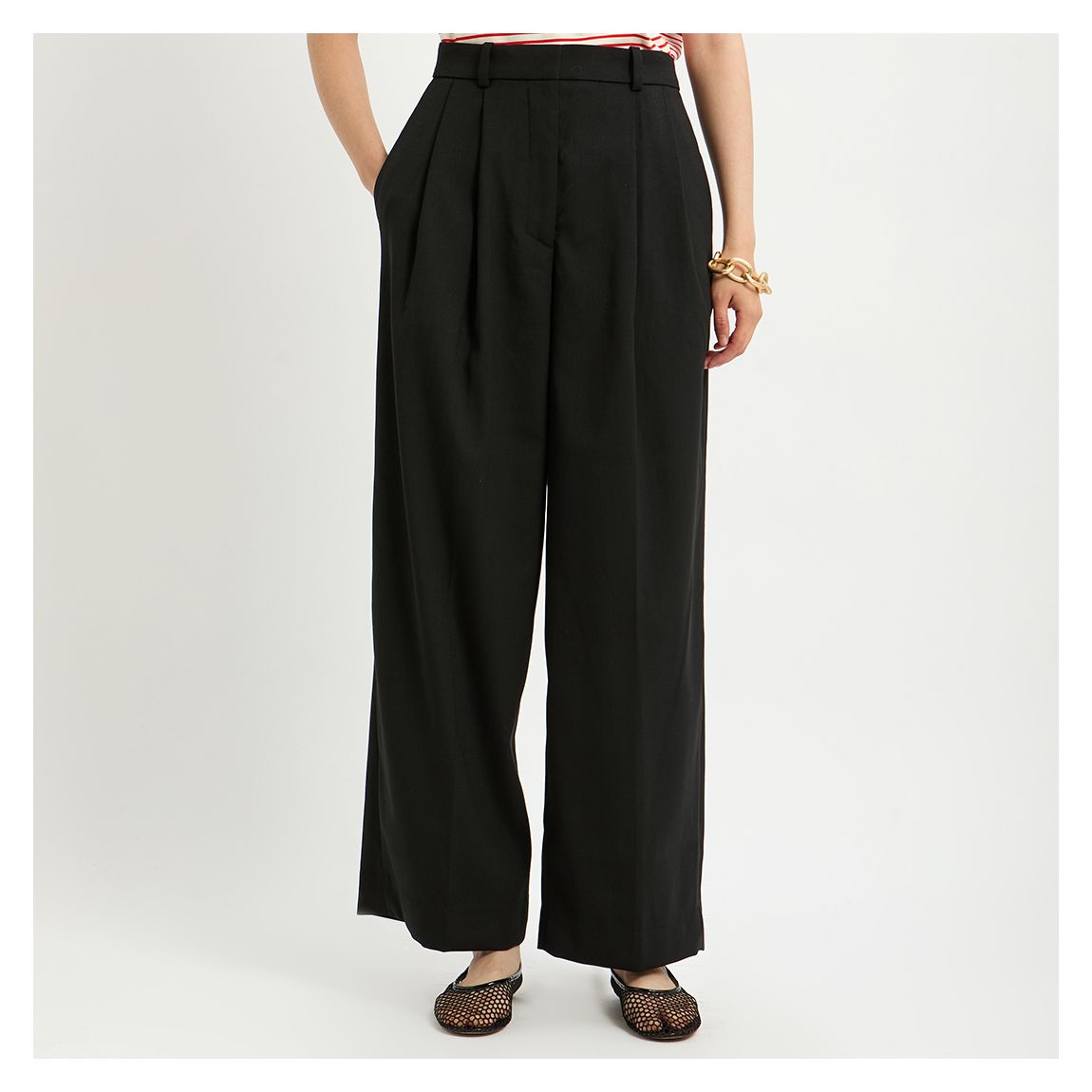Pantalon Noir En Laine Mélangée Rowy main product photo