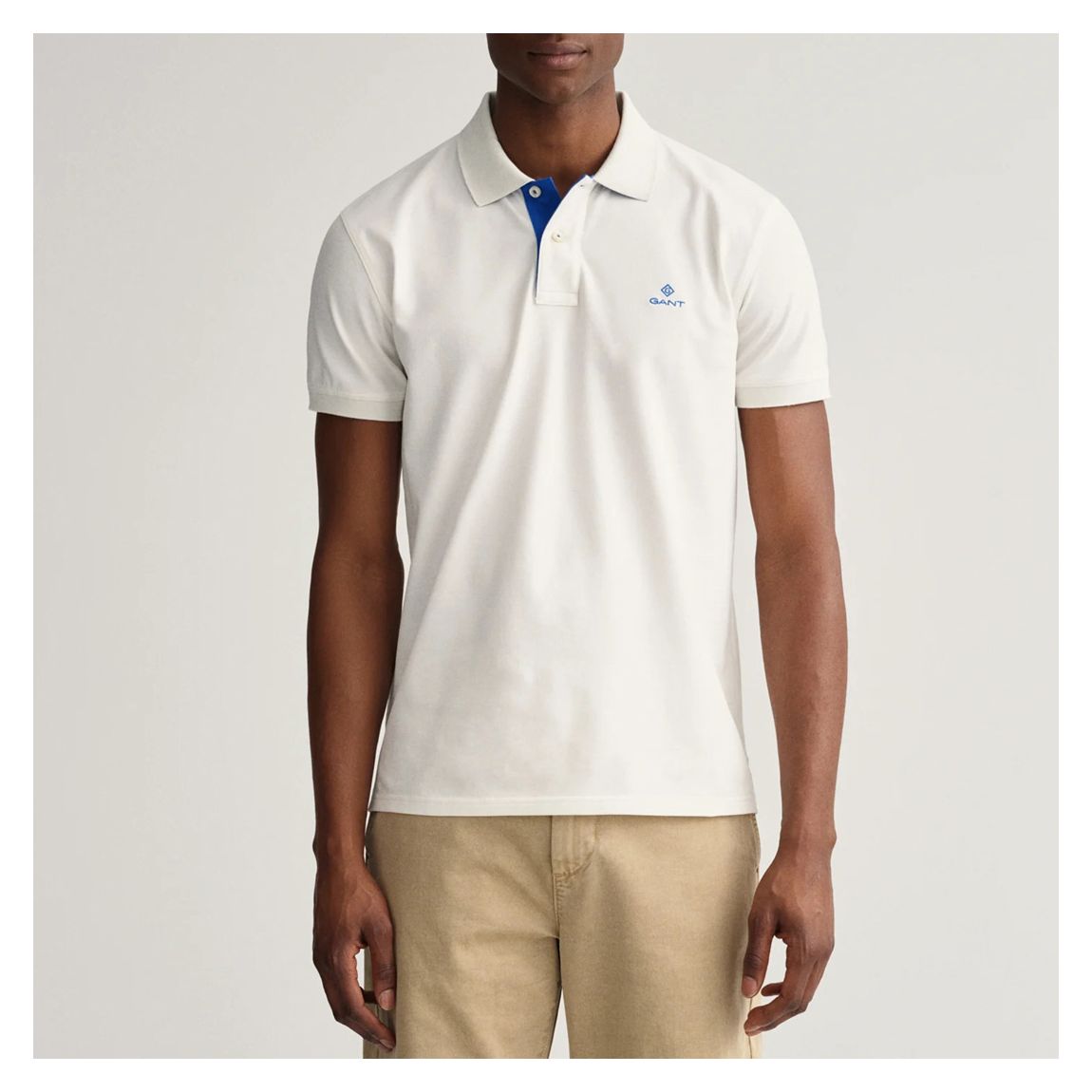 Polo en coton contrasté blanc main product photo