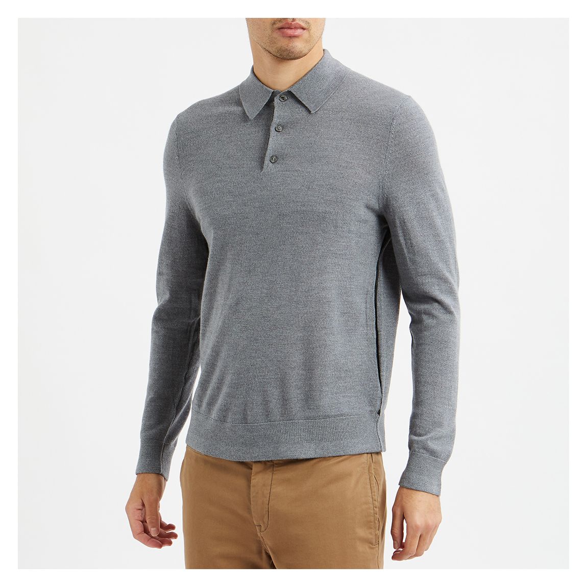 Polo gris en mérinos main product photo