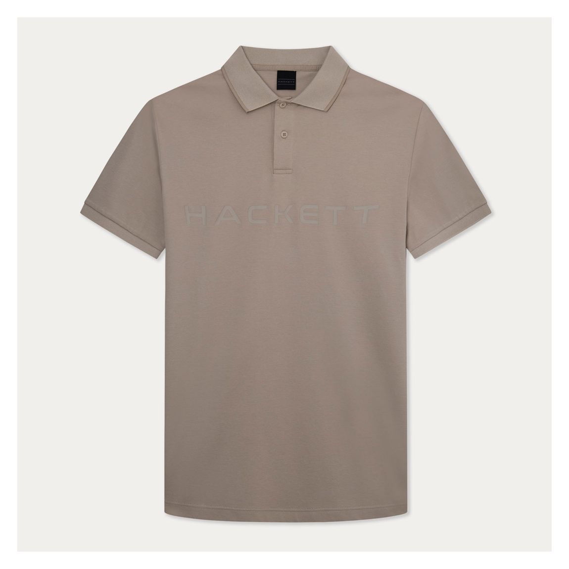 Polo en coton à manches courtes avec logo Taupe main product photo
