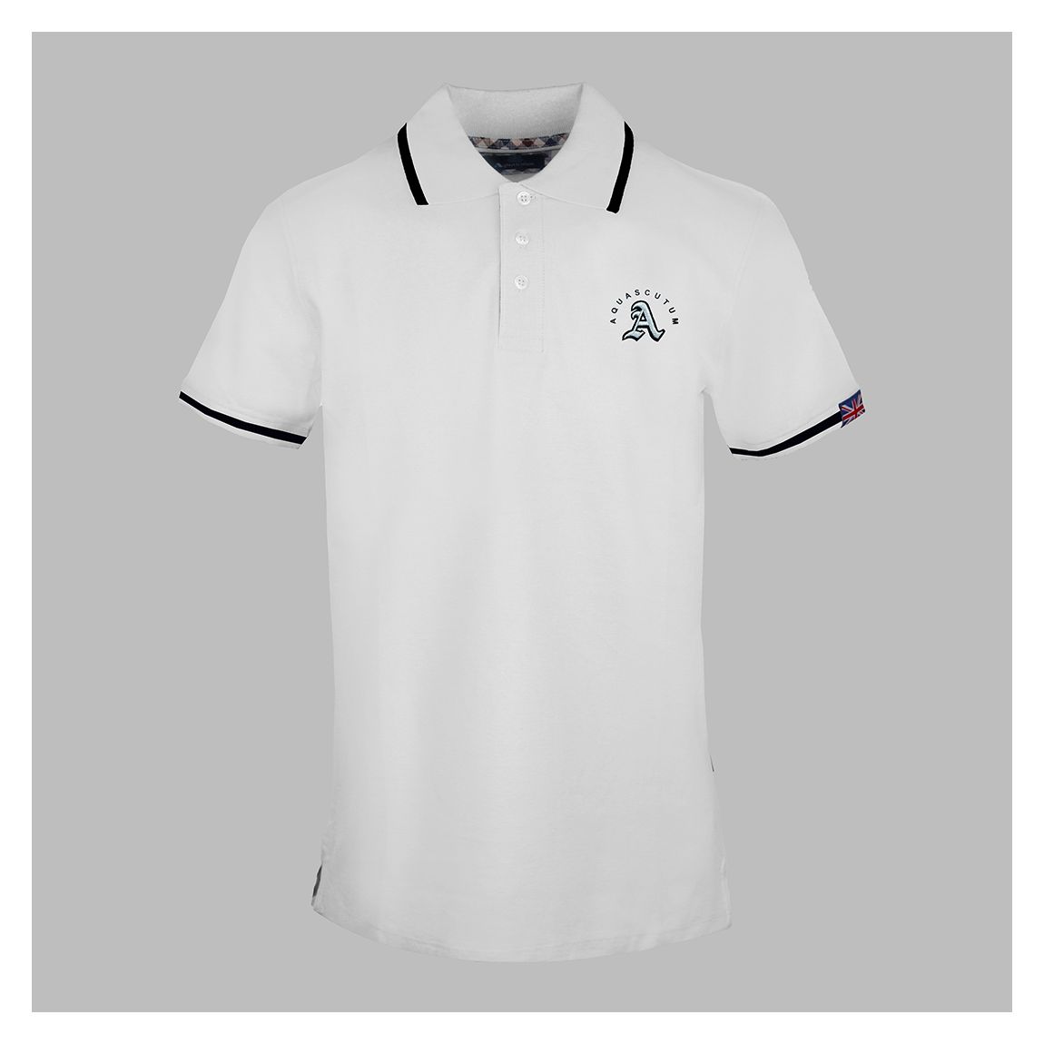 Polo en coton à écusson arrondi, blanc main product photo