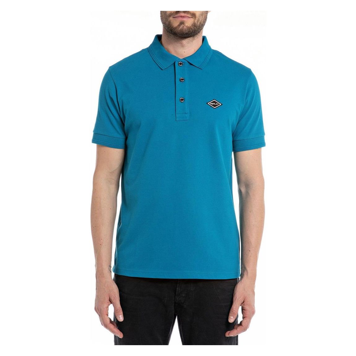 Polo Bleu À Manches Courtes main product photo