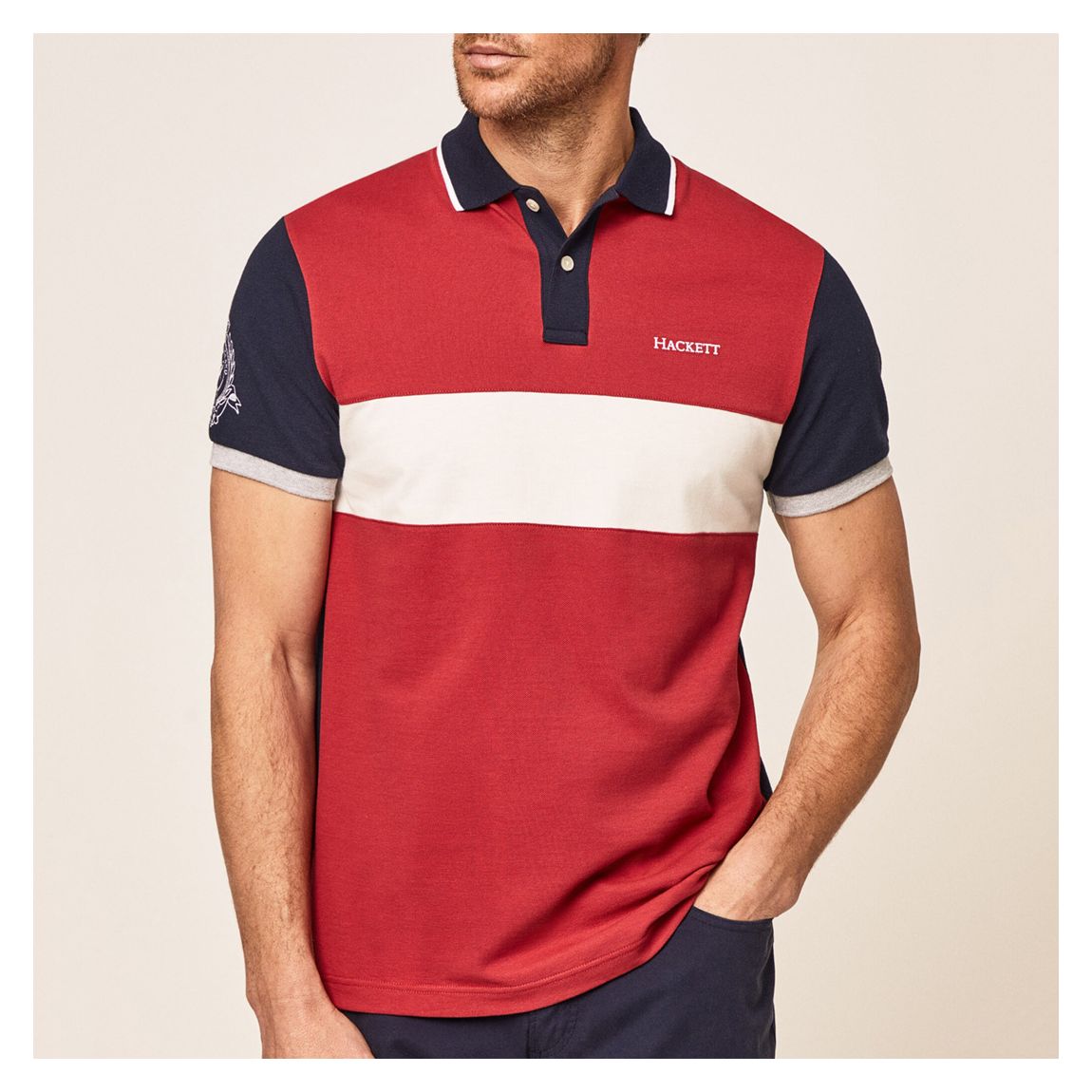 Polo en coton coloré rouge main product photo