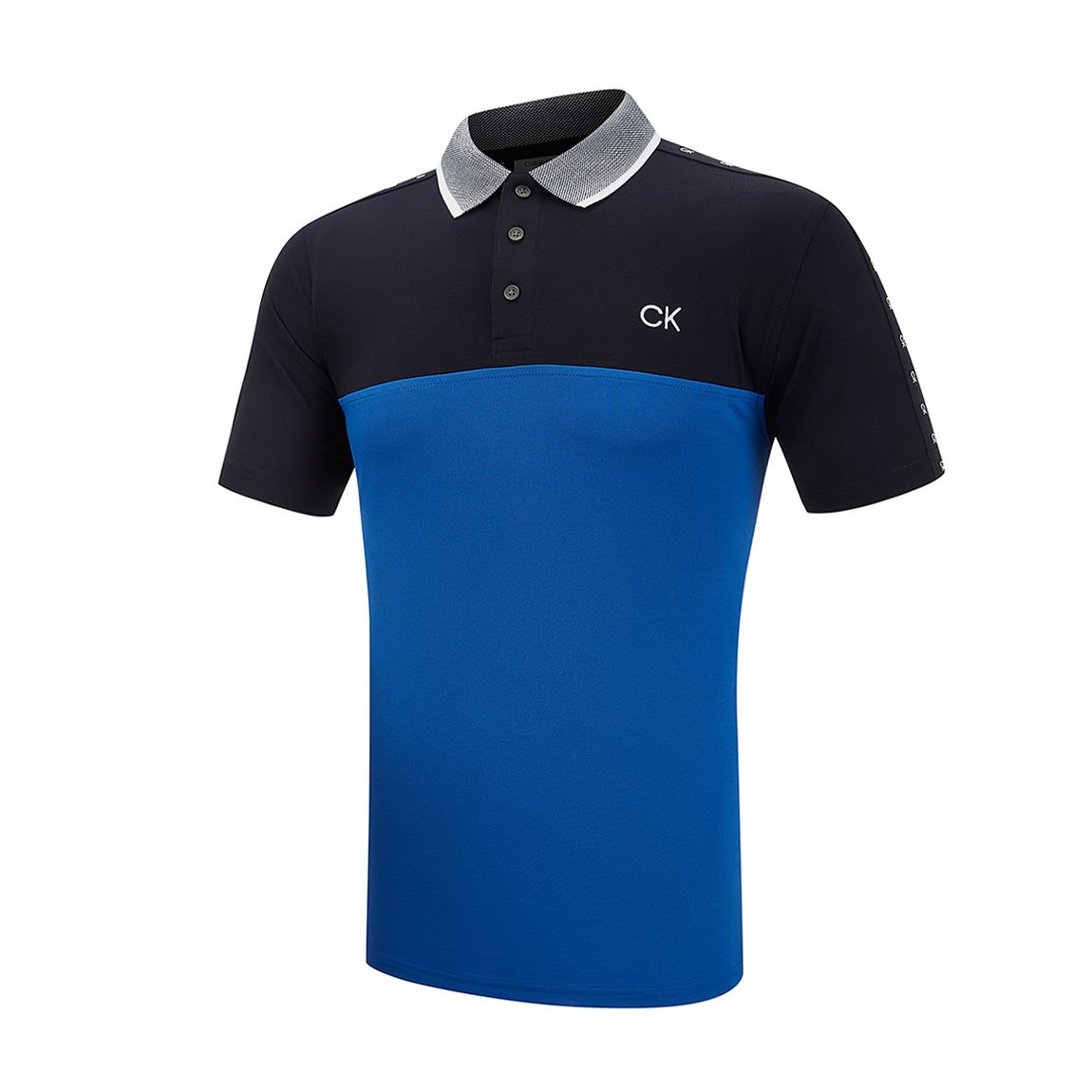 Polo en coton tricoté contrasté bleu/marine main product photo