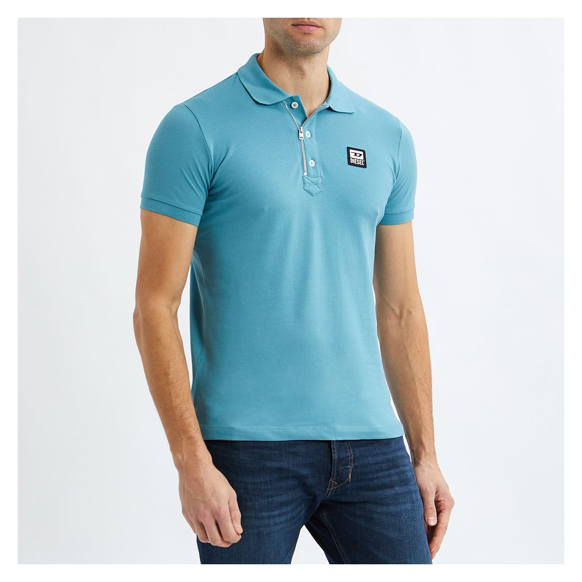 Polo en coton extensible Harry bleu main product photo
