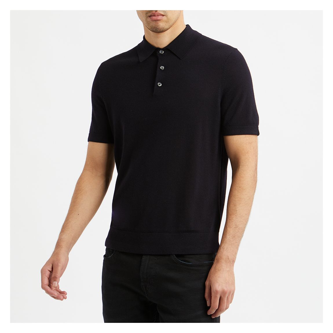 Polo en mérinos marine main product photo