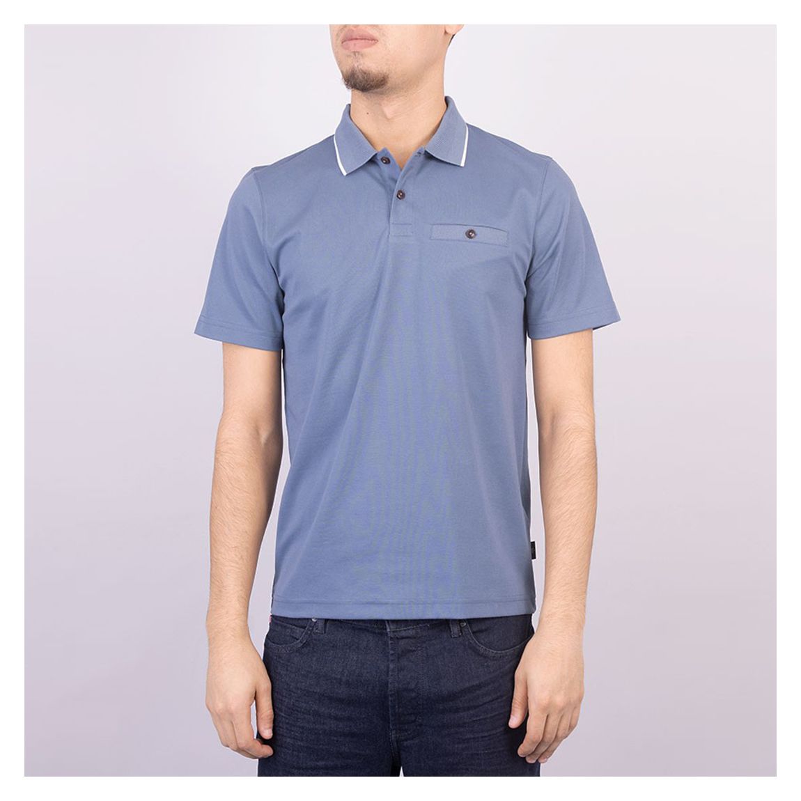 Polo bleu Galton en coton mélangé main product photo