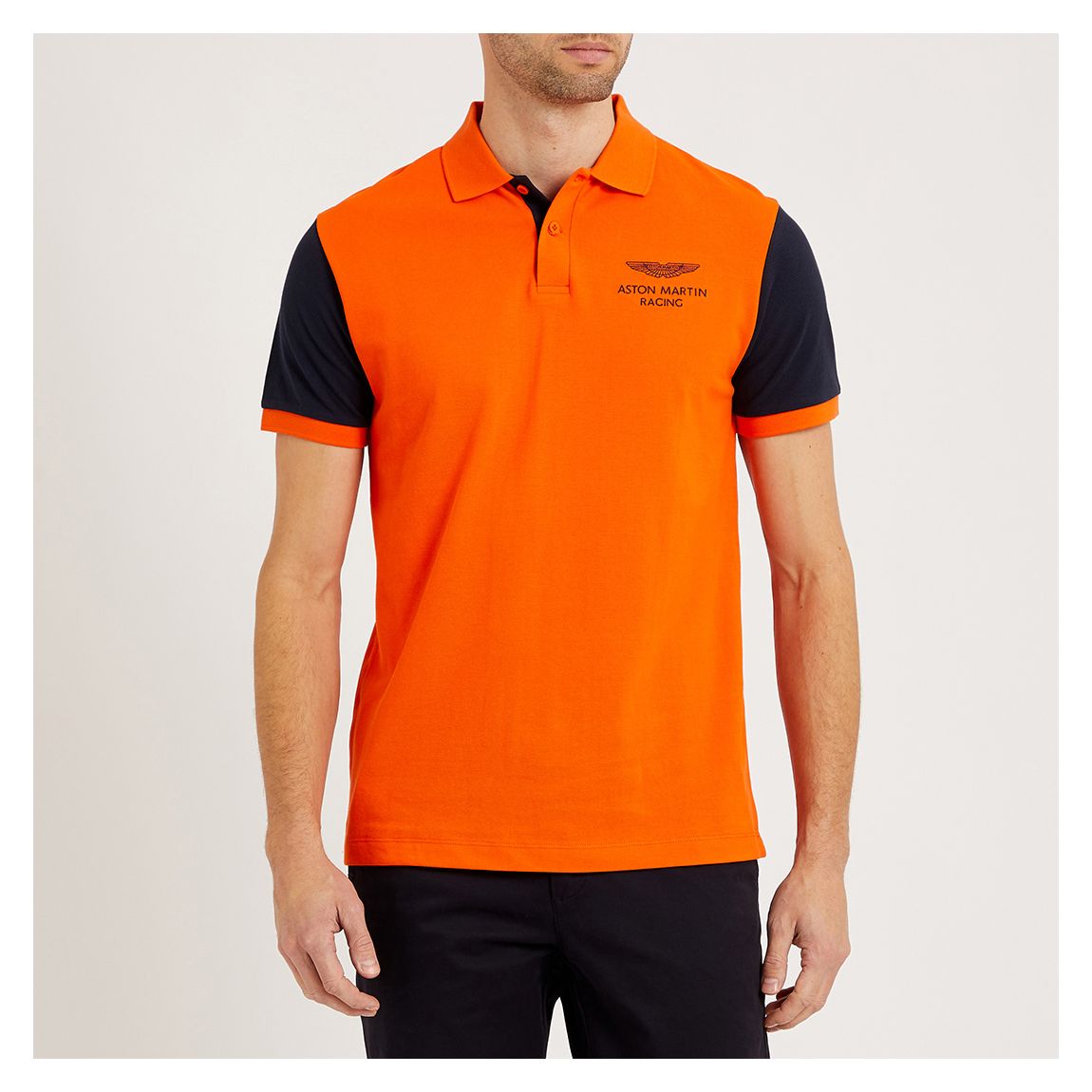 Polo en coton AMR à blocs de couleurs orange main product photo