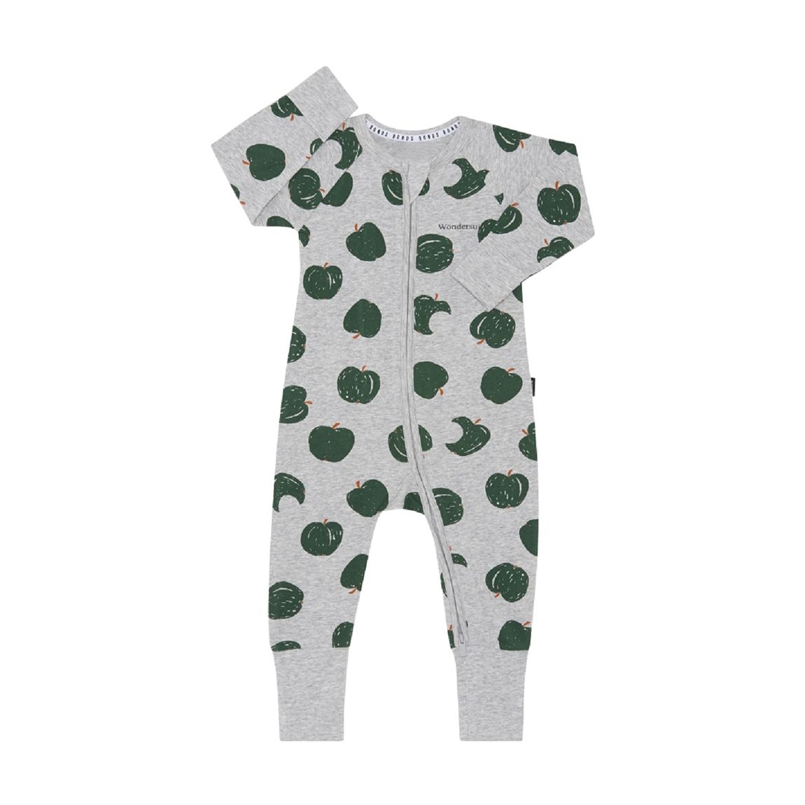 Combinaison En Coton Mélangé À Fermeture Éclair À Pois Gris main product photo