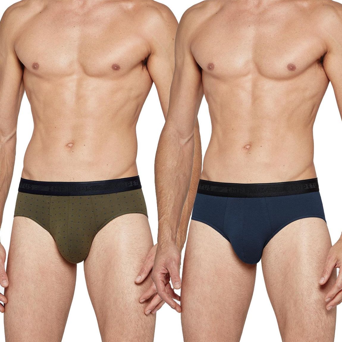 Impetus - Pack 2 slips uni et imprimé en coton Azurite main product photo
