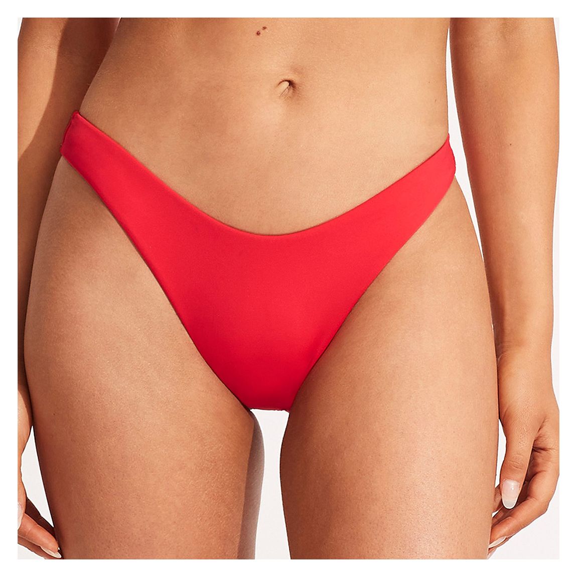 Bas De Maillot De Bain Coupe Haute Rouge Pimenté main product photo