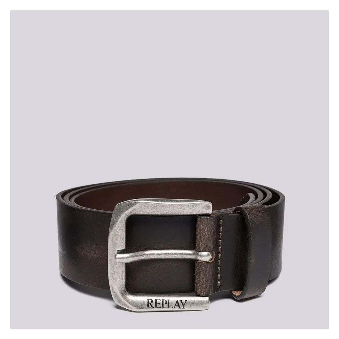 Ceinture À Boucle En Cuir De Marque Marron main product photo