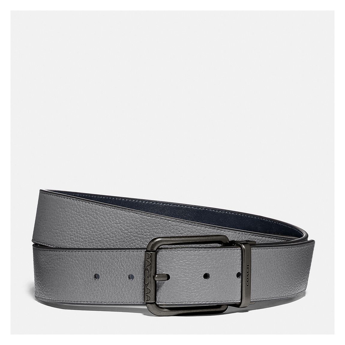 Ceinture réversible à boucle roulante en acier lavé de minuit main product photo
