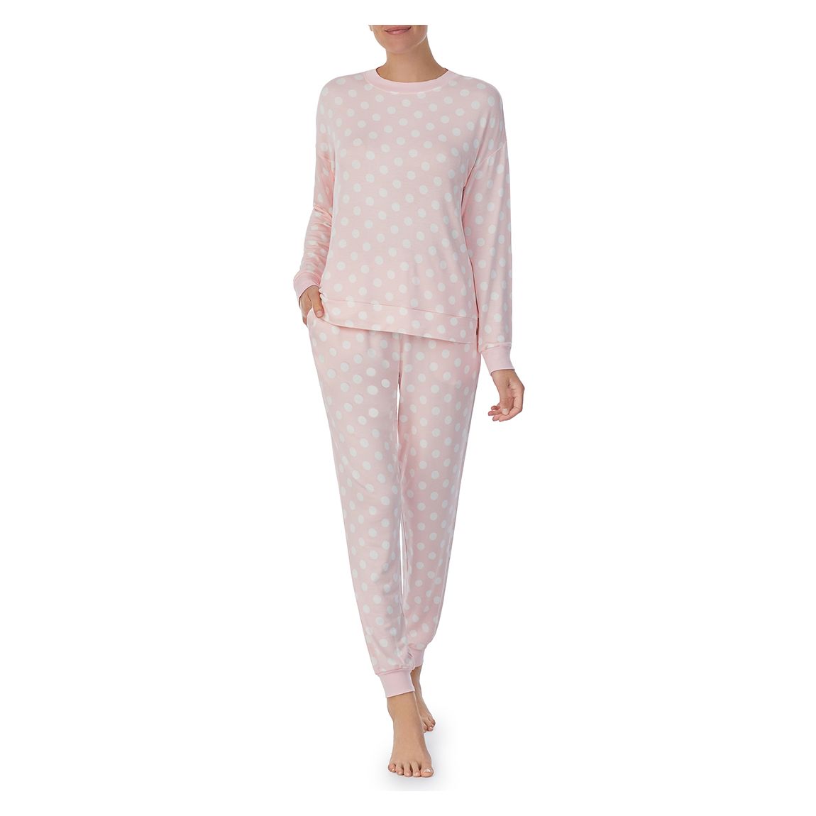Ensemble de joggeurs en tissu éponge rose et blanc main product photo