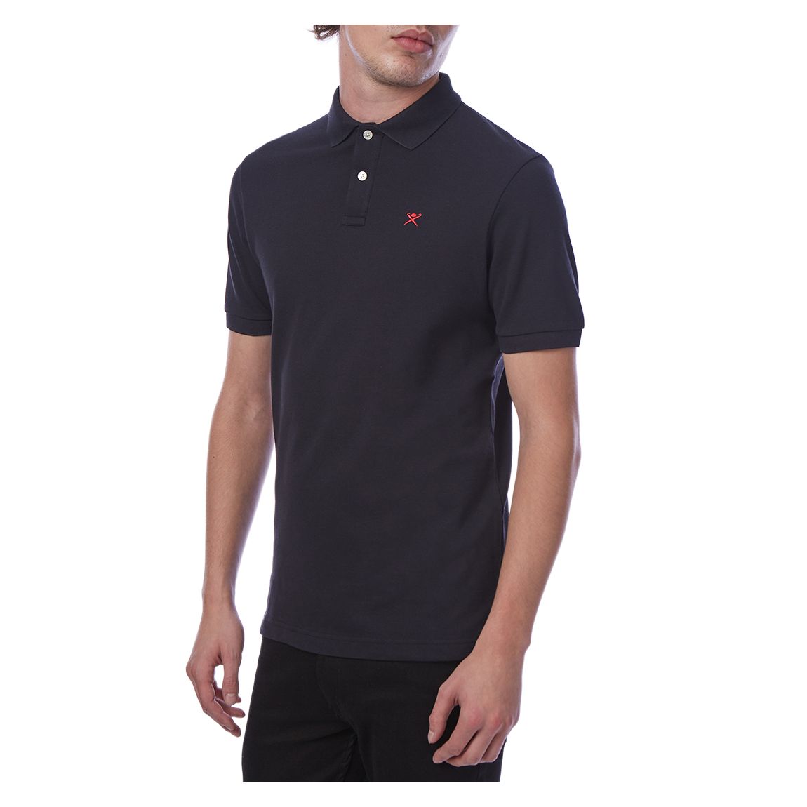 Polo slim à logo classique, noir main product photo
