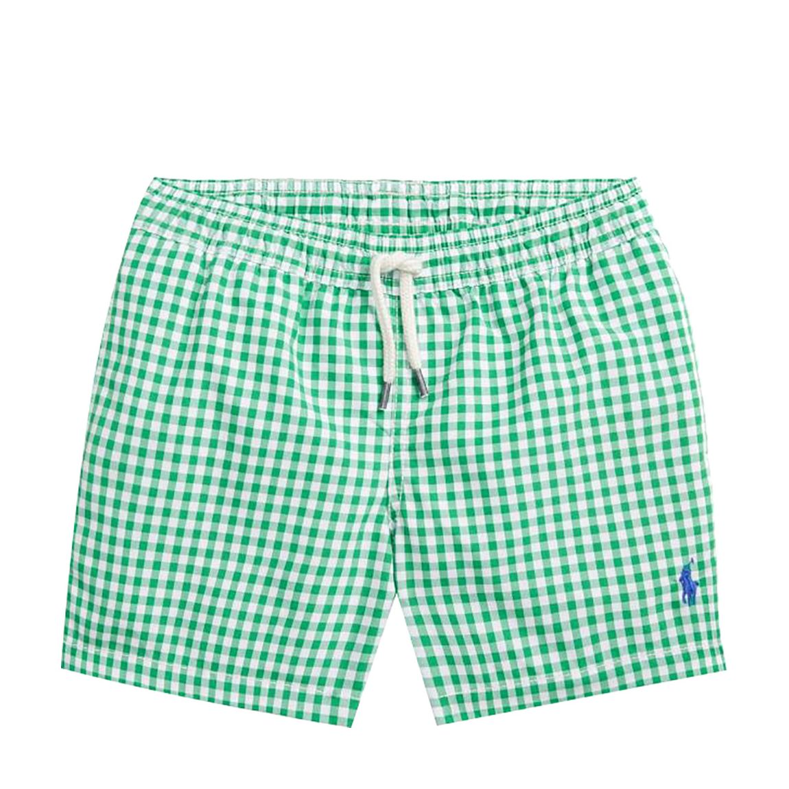 Toddler Boy's Green Check Print Swim Shorts main product photo