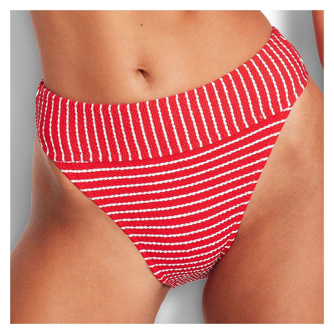 Pantalon Taille Haute À Bandes Rouge Piment main product photo