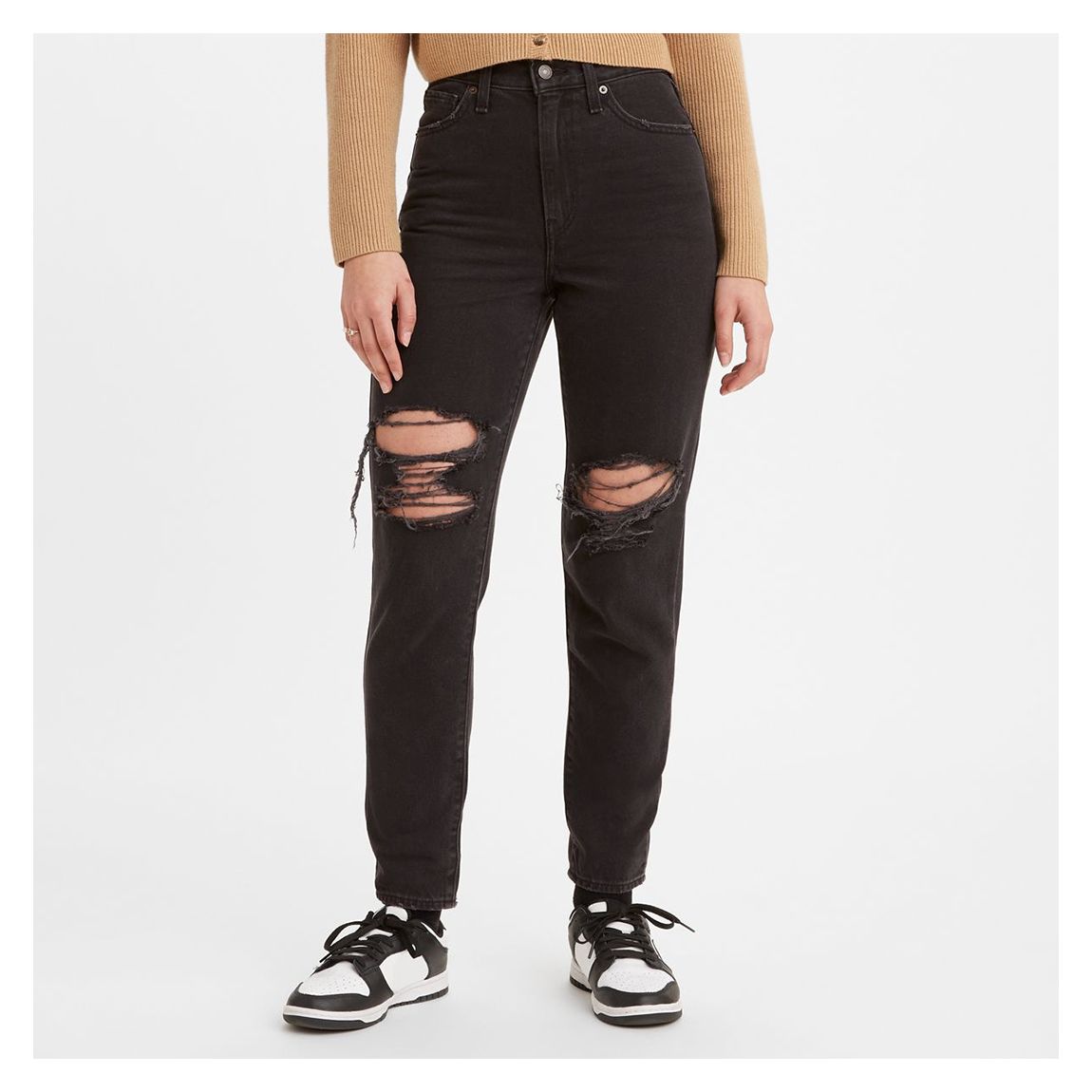 Jean Skinny Noir En Détresse main product photo