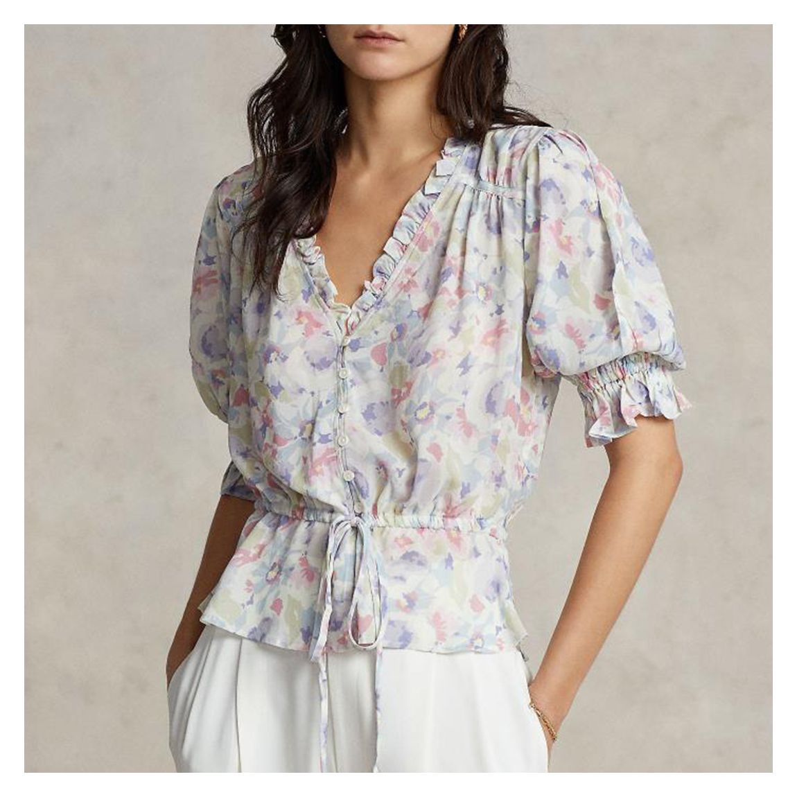 Floral Print V-Neck Blouse main product photo