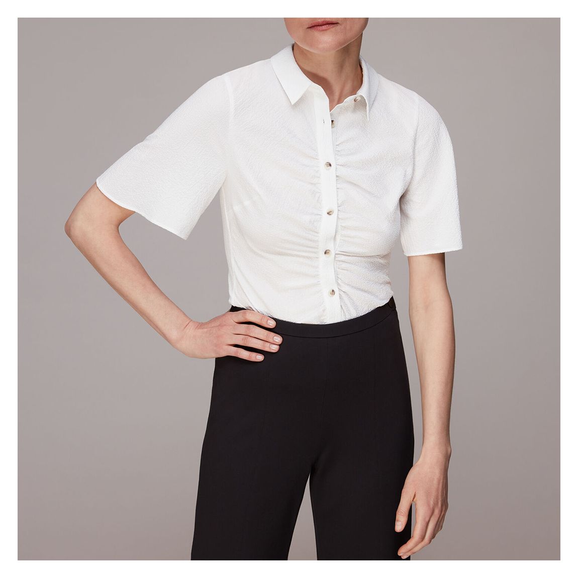 Chemise À Plis En Saule Blanc main product photo