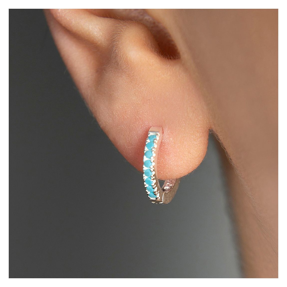 Boucles D'Oreilles Argent Bleu Huggie main product photo