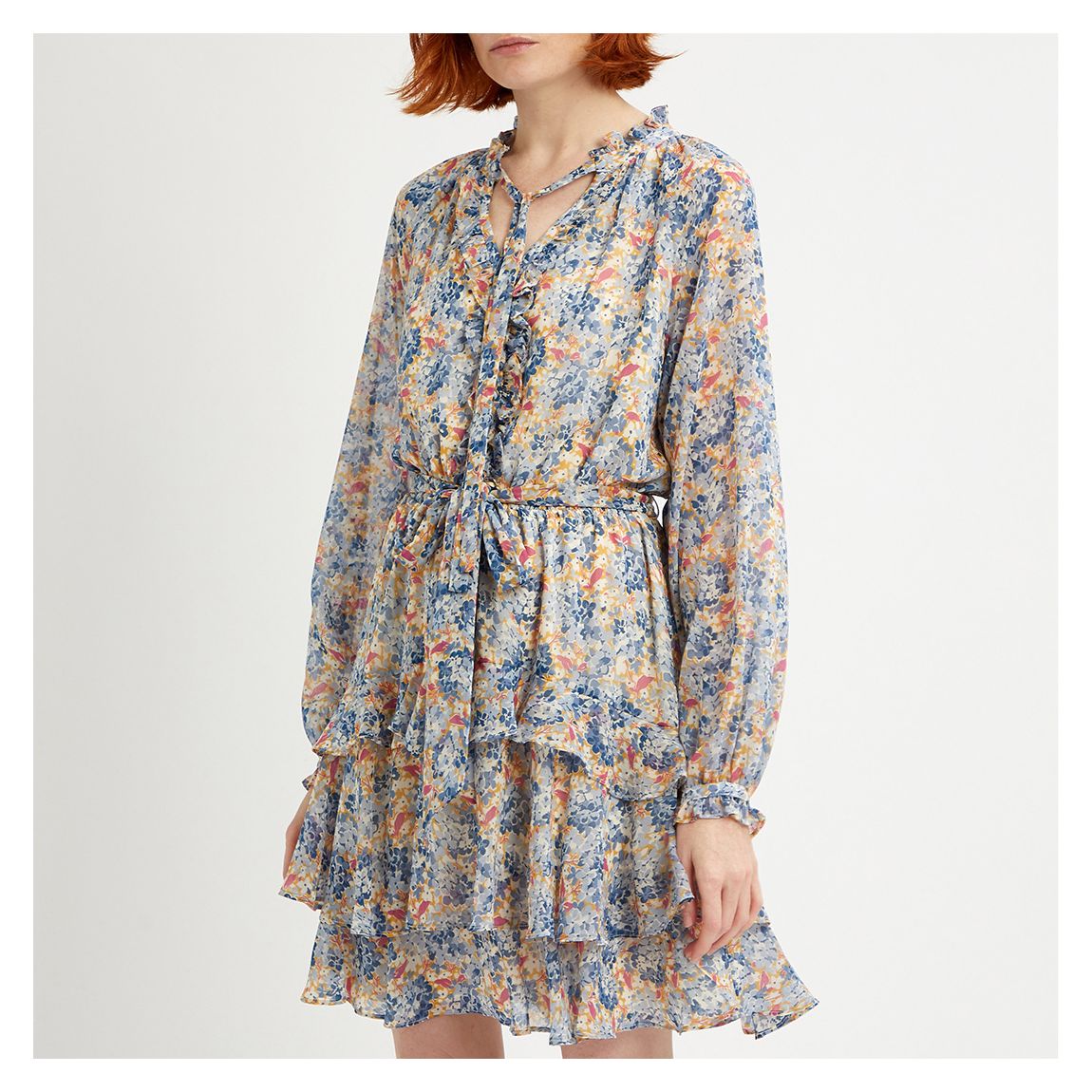 Multi Floral Crinkle Mini Dress main product photo