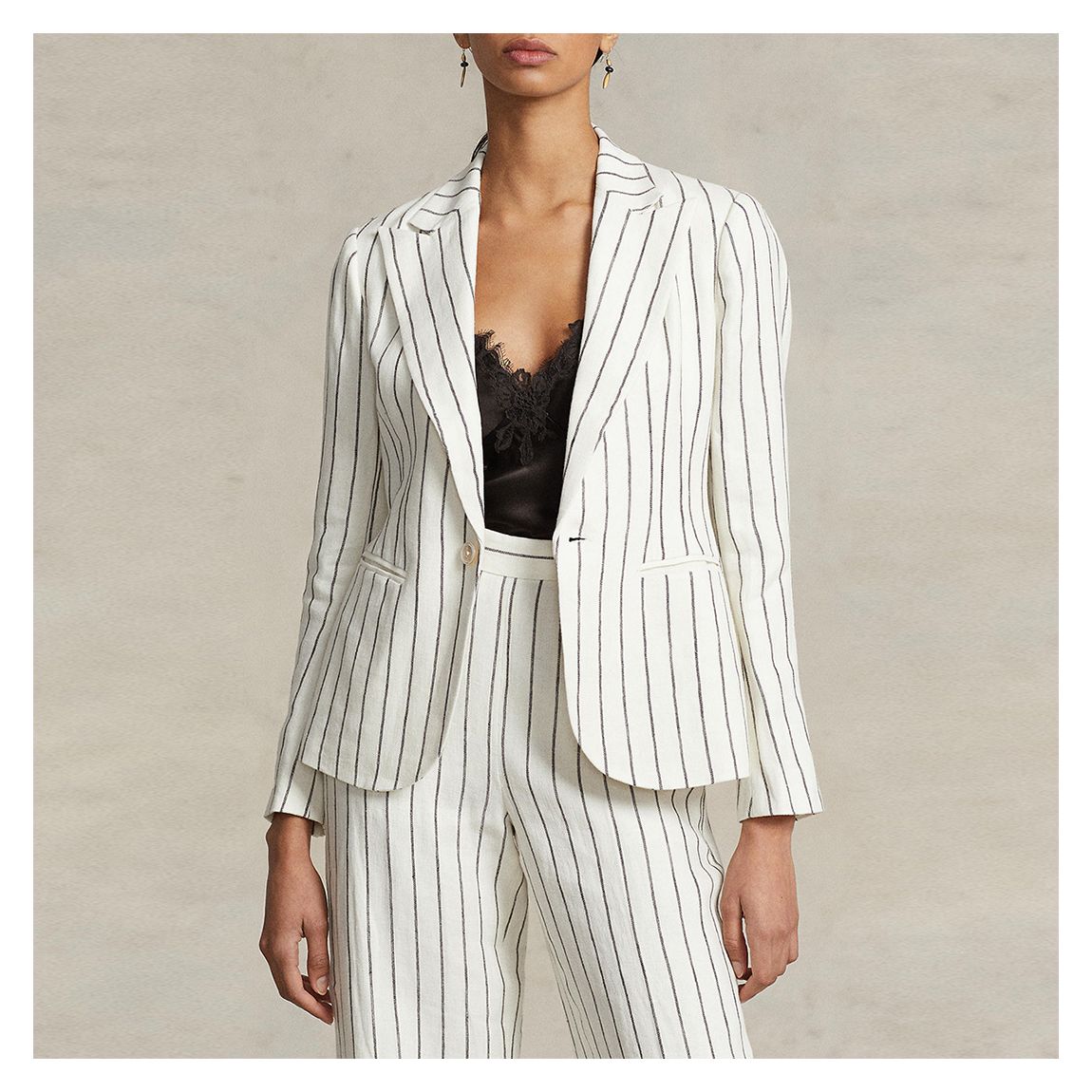 White Stripe Linen Blazer main product photo