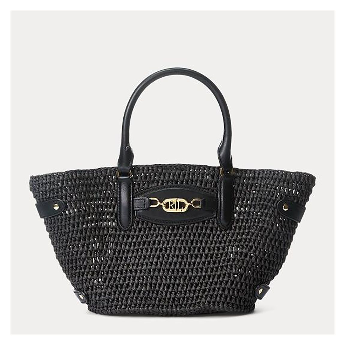 Black Daphney Woven Straw Handbag main product photo